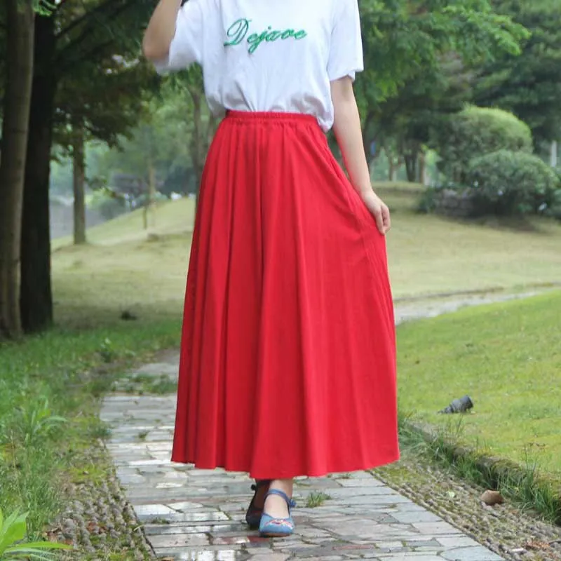 Spring and Summer Casual Solid Color Maxi Skirts for Women