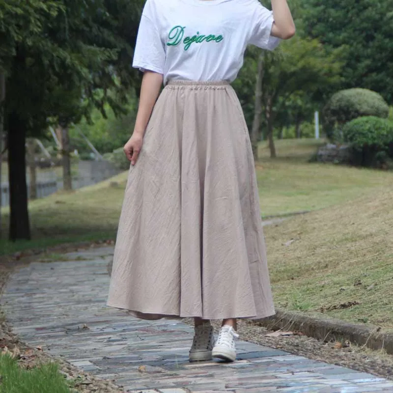 Spring and Summer Casual Solid Color Maxi Skirts for Women