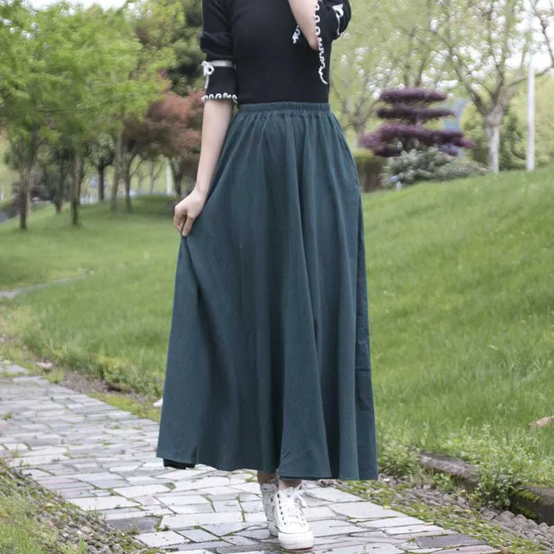 Spring and Summer Casual Solid Color Maxi Skirts for Women