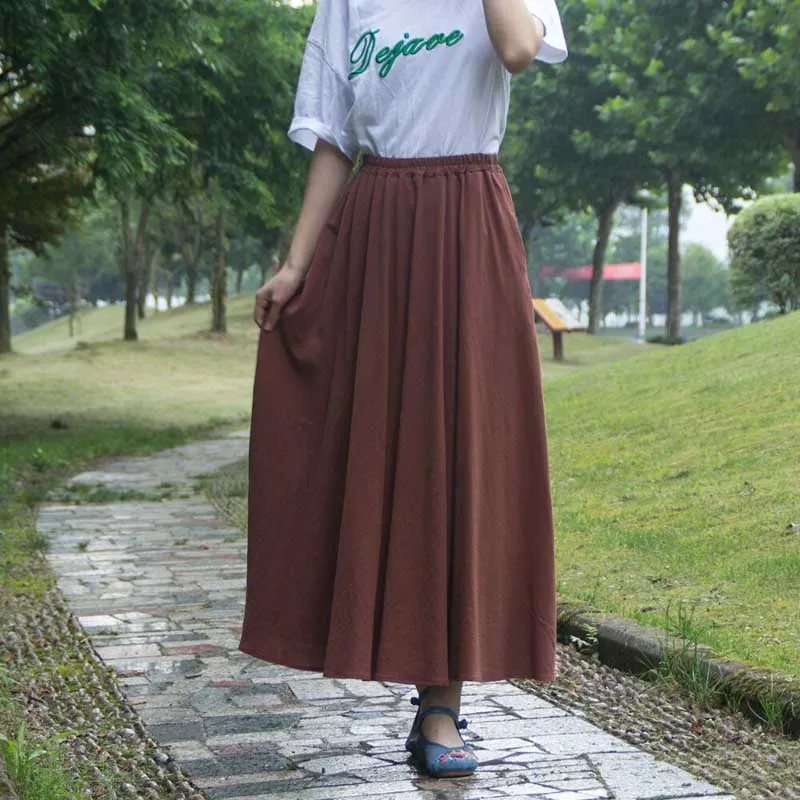 Spring and Summer Casual Solid Color Maxi Skirts for Women