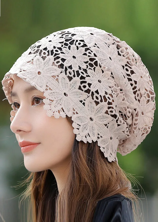 Stylish Black Lace Hollow Out Floral Bonnie Hat