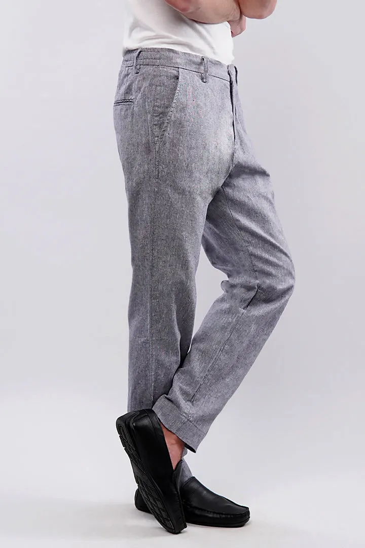 Textured Linen Pants - Grey