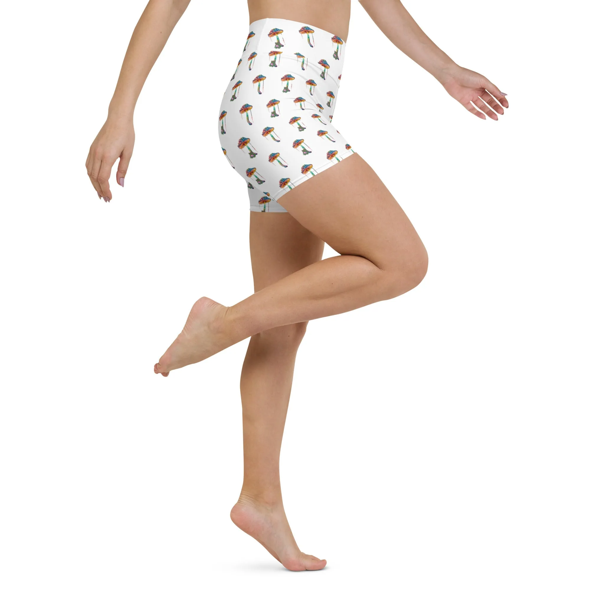 The Chillin’ Frog White High-Waisted Yoga Shorts | Fun & Comfortable