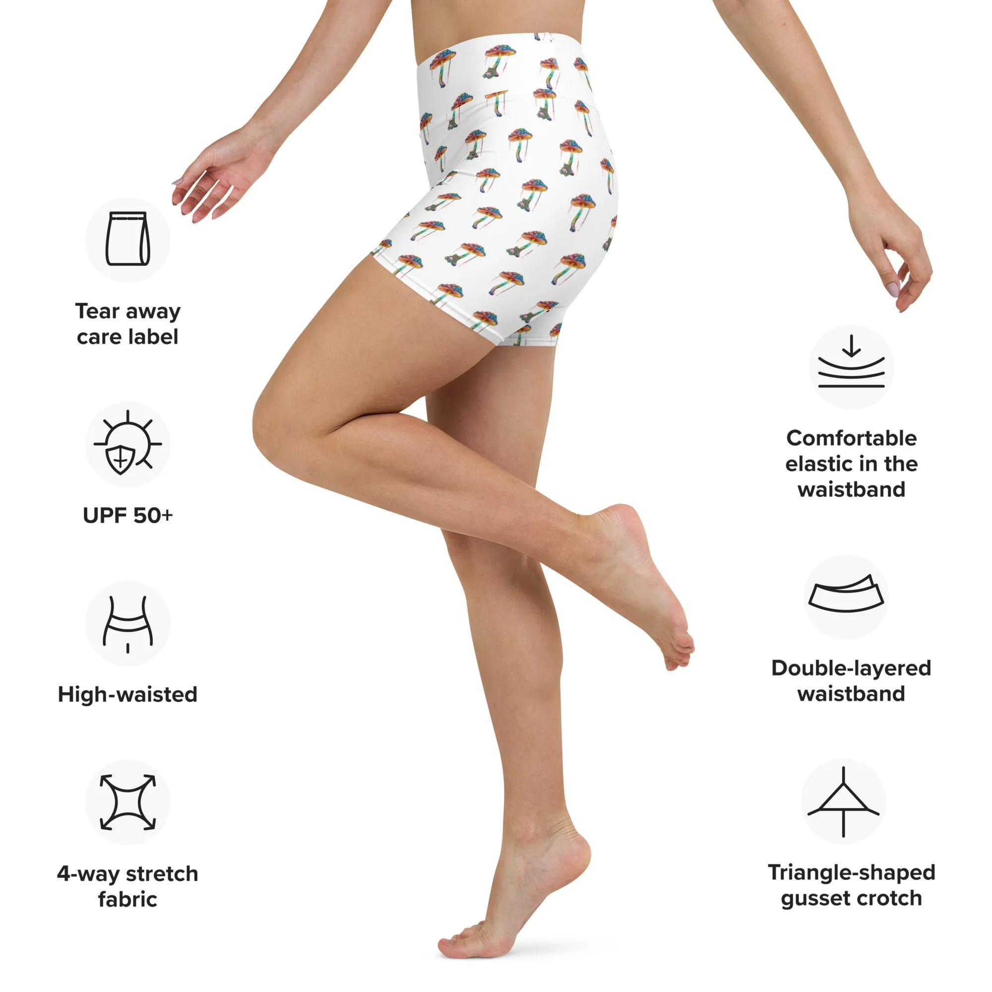 The Chillin’ Frog White High-Waisted Yoga Shorts | Fun & Comfortable