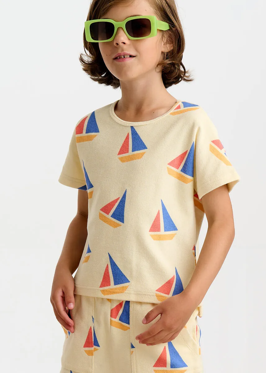 Topper & Tiller Set - Multicolour Sailboat Baby & Kids T-Shirt & Short Set