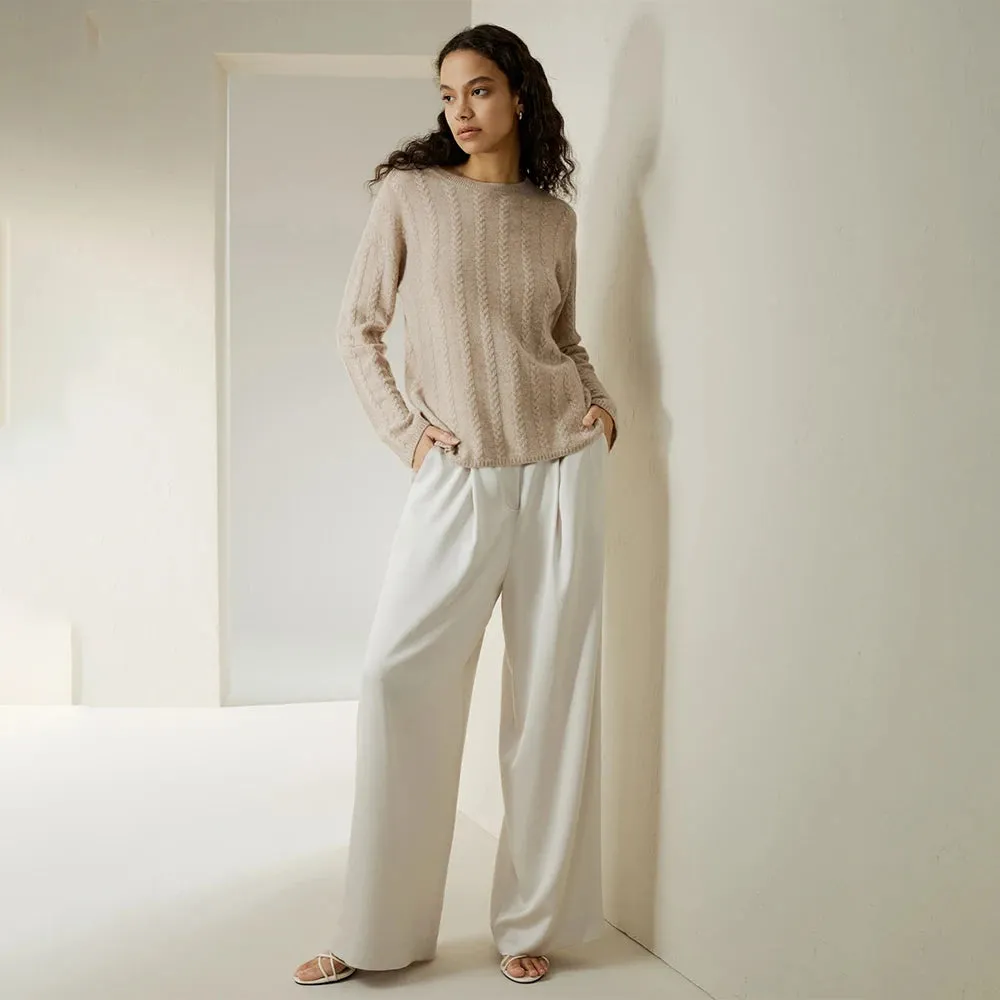 Versatile Soft Cable-Knit Cashmere Sweater