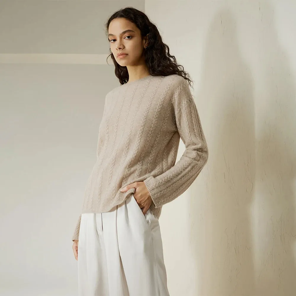 Versatile Soft Cable-Knit Cashmere Sweater