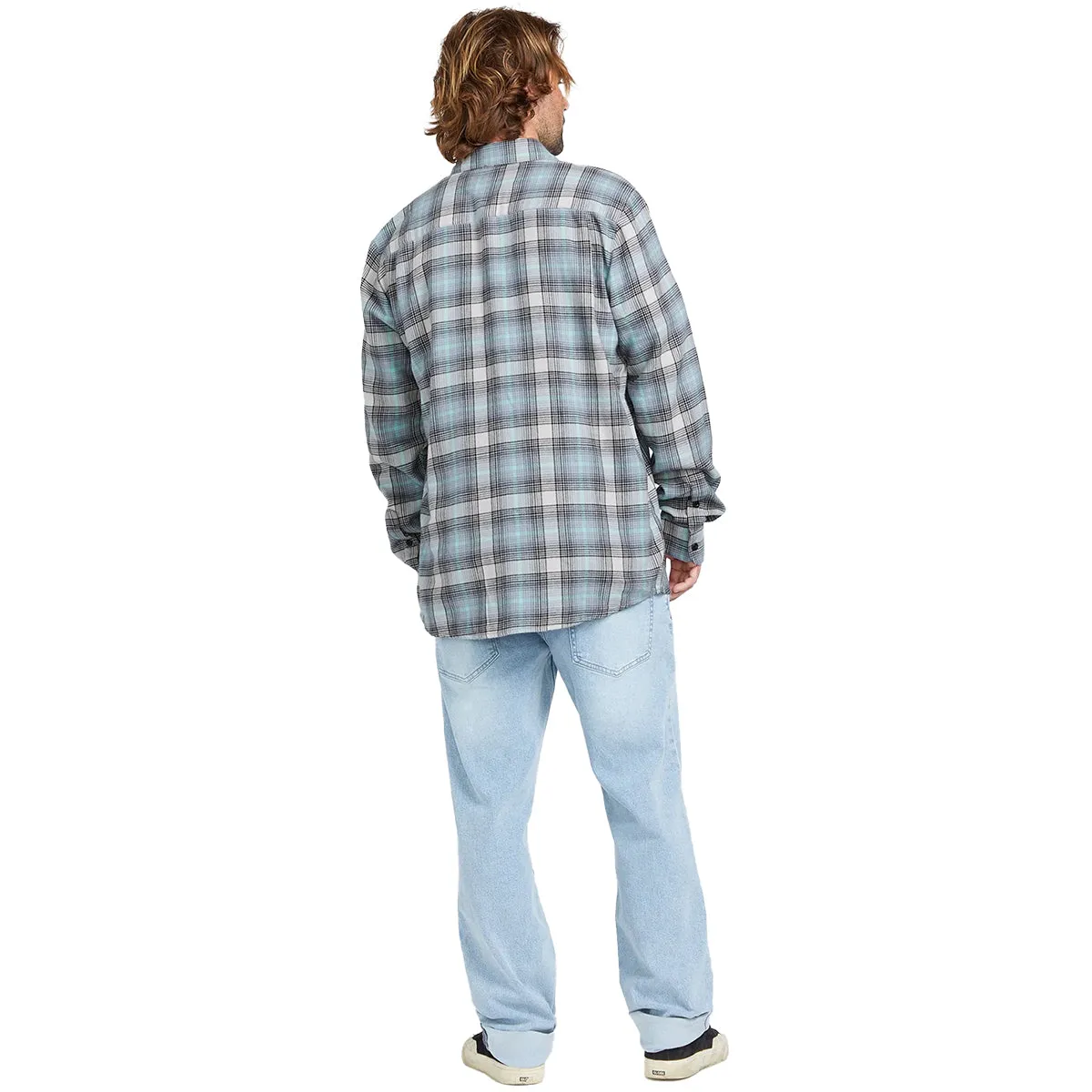 Volcom Caden Plaid Long Sleeve Button-Up Flannel Shirt - Tower Grey