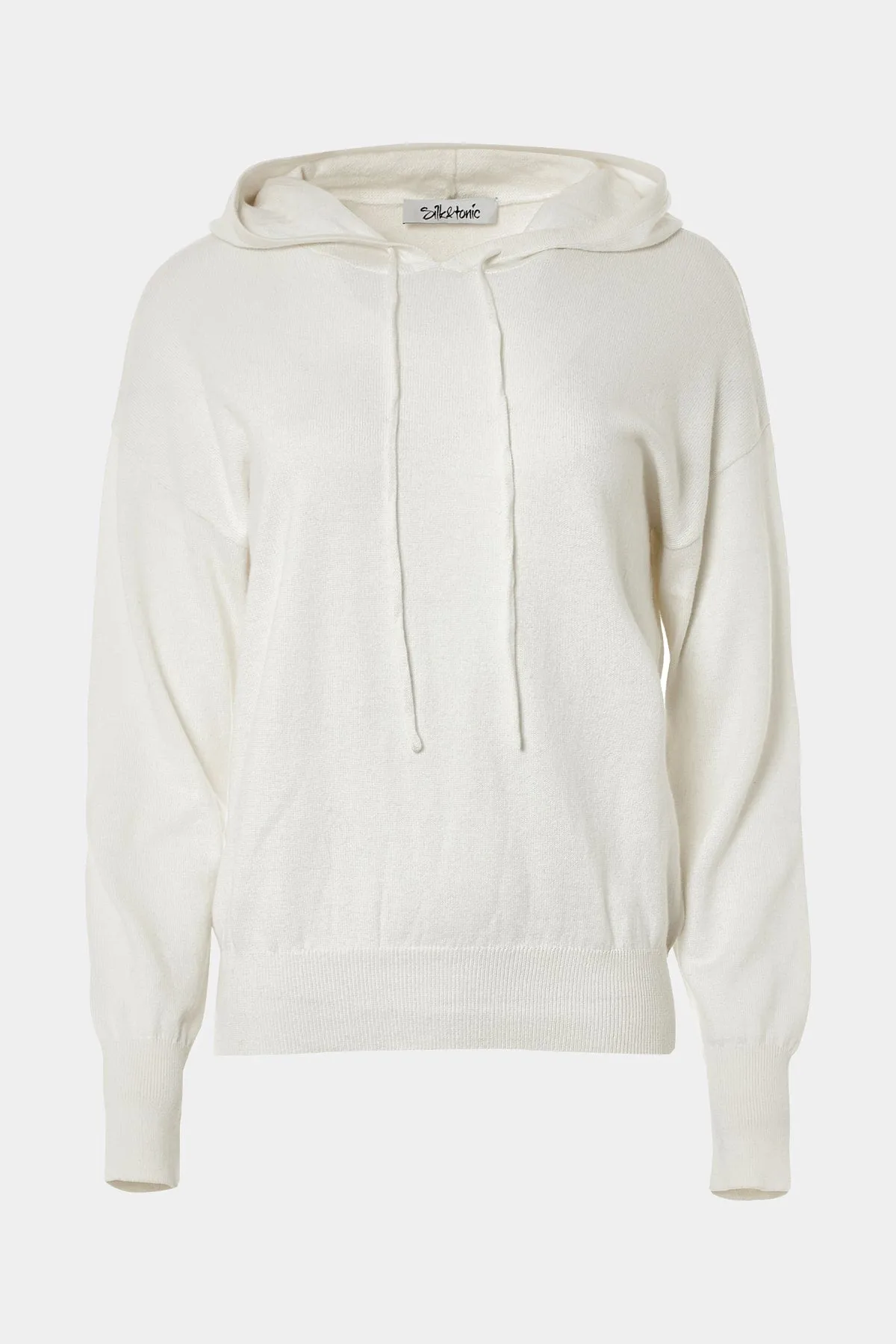 WHITE CASHMERE BLEND HOODED SWEATSHIRT