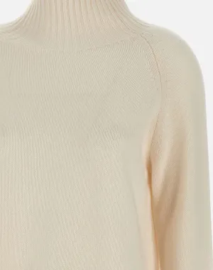 White Cashmere High Funnel Neck Sweater