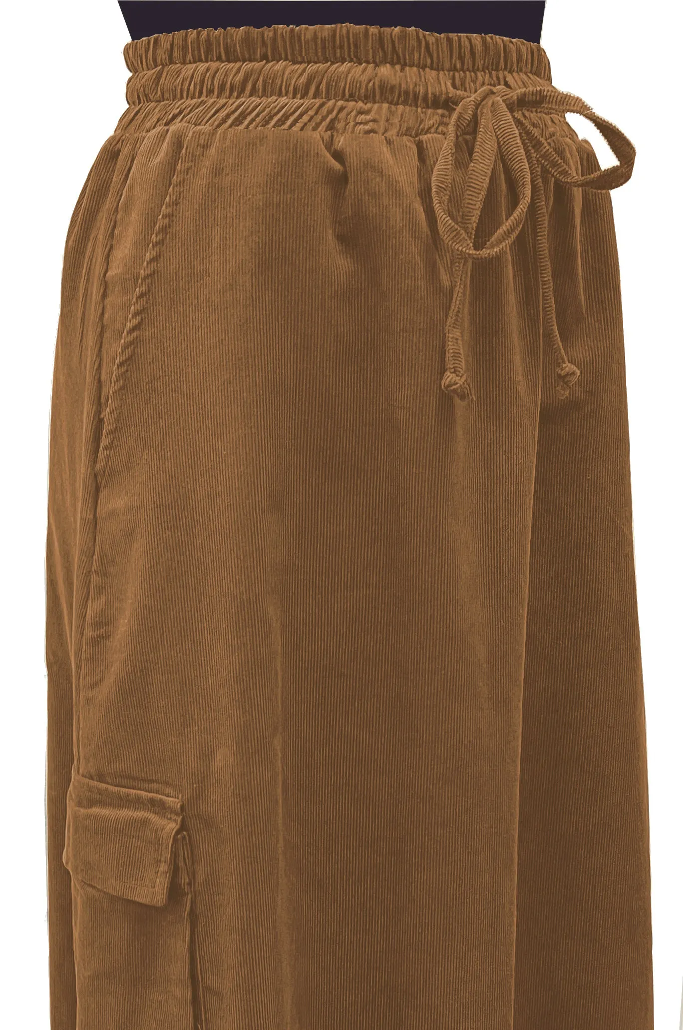 Women's 100% Cotton Lightweight Corduroy Cargo Pocket Maxi Skirt