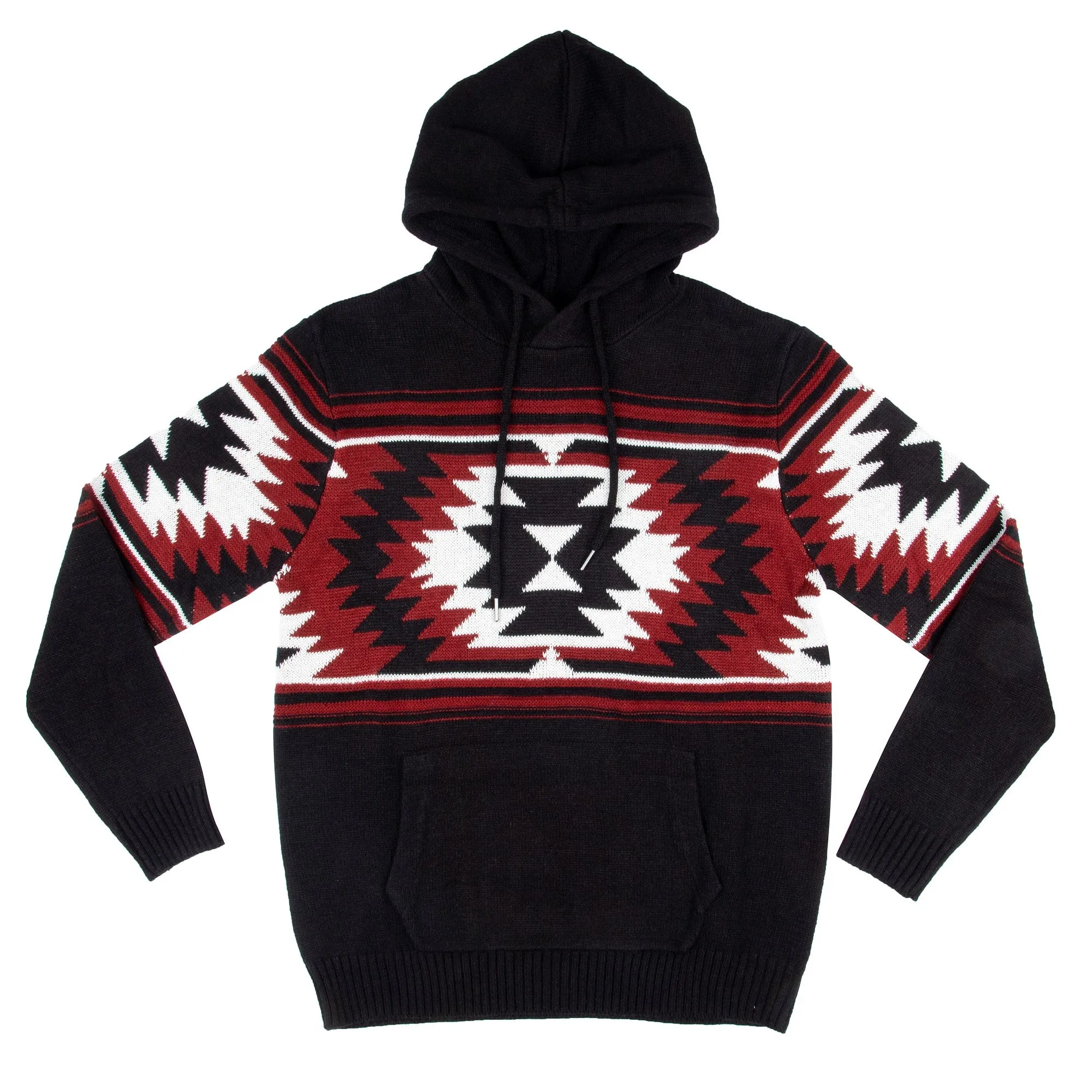 X RAY Men's Aztec Hooded Sweater Black