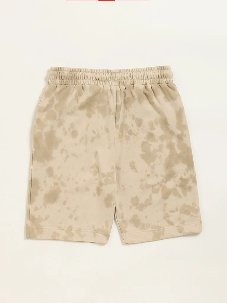 Y&F Kids Beige Splatter Print Mid Rise Shorts