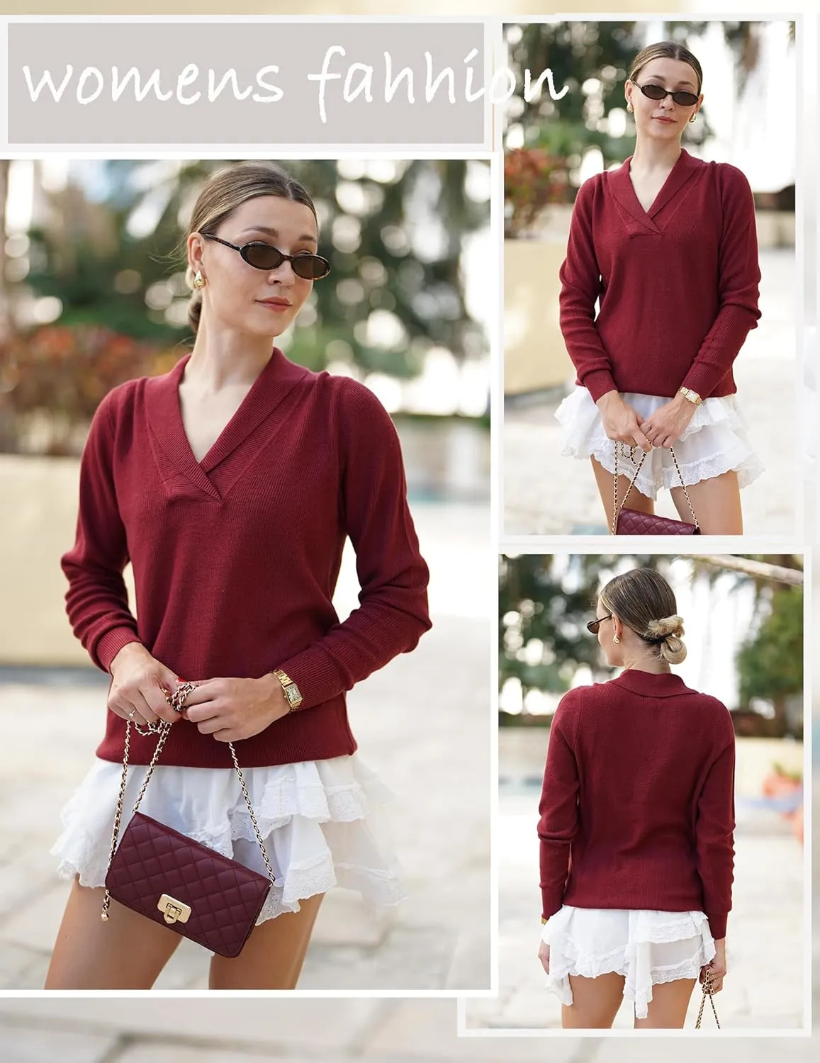 Zeagoo Sweaters for Women Long Sleeve Shirts V Neck Knit Pullover