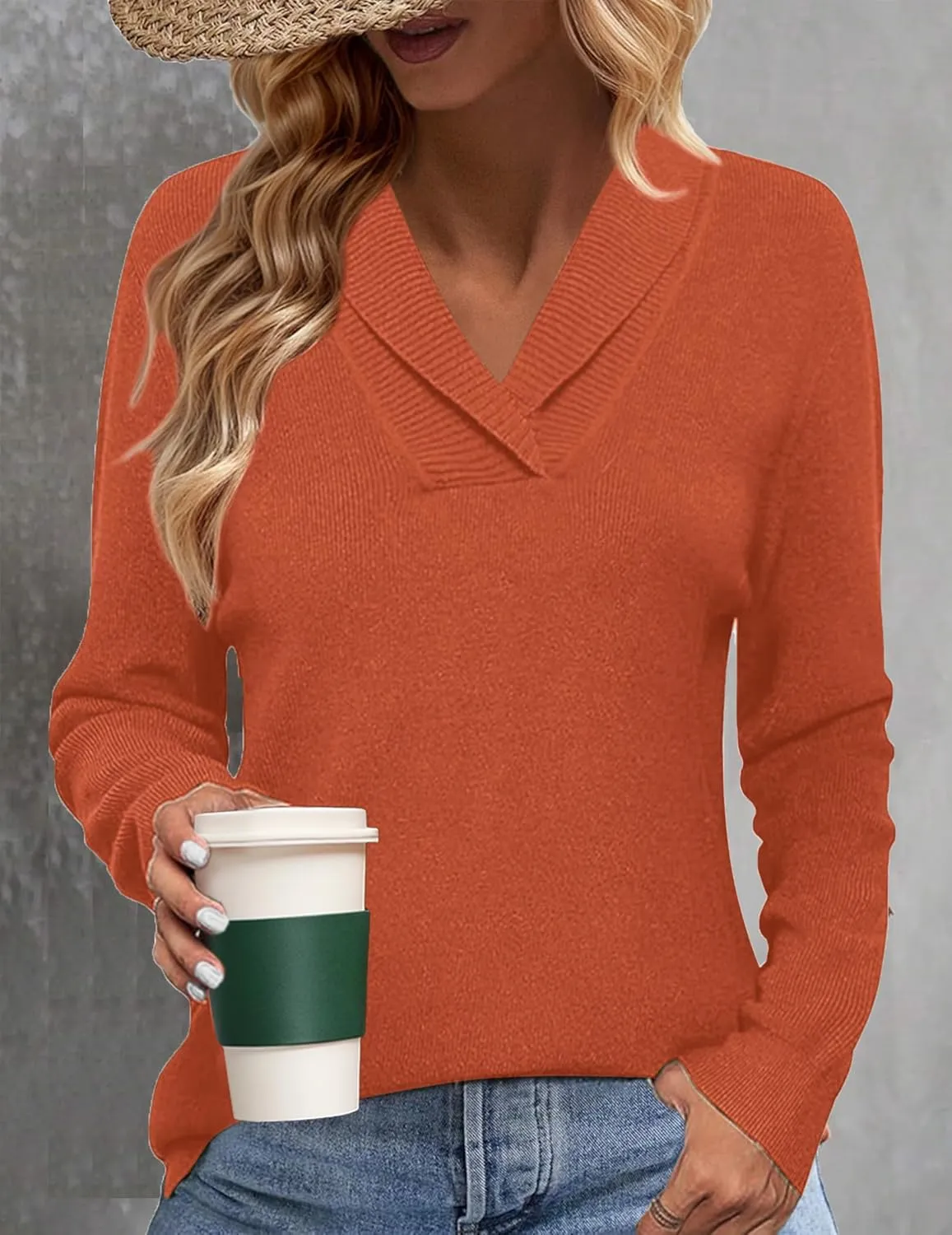 Zeagoo Sweaters for Women Long Sleeve Shirts V Neck Knit Pullover