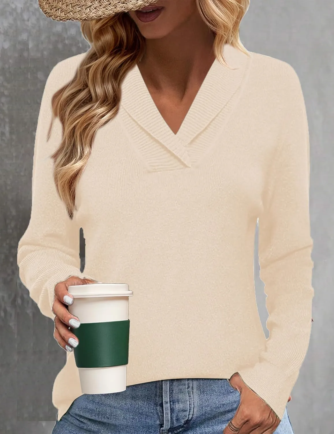 Zeagoo Sweaters for Women Long Sleeve Shirts V Neck Knit Pullover