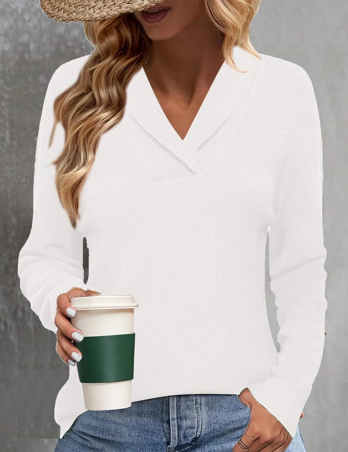 Zeagoo Sweaters for Women Long Sleeve Shirts V Neck Knit Pullover