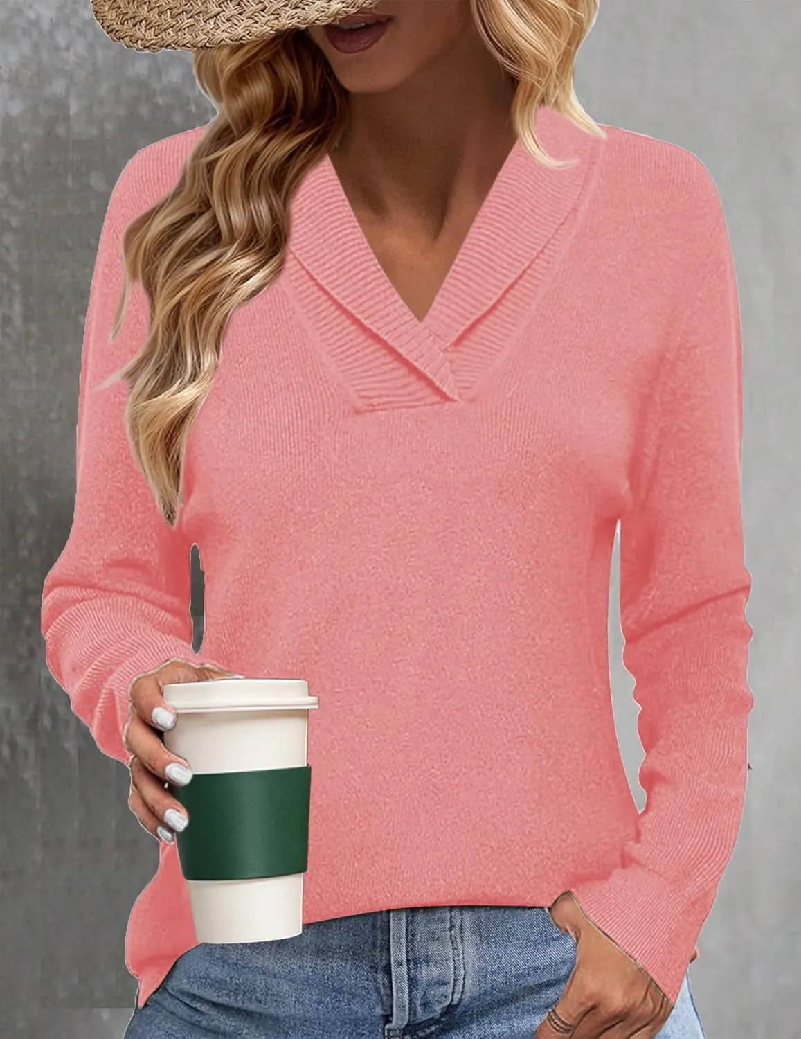 Zeagoo Sweaters for Women Long Sleeve Shirts V Neck Knit Pullover