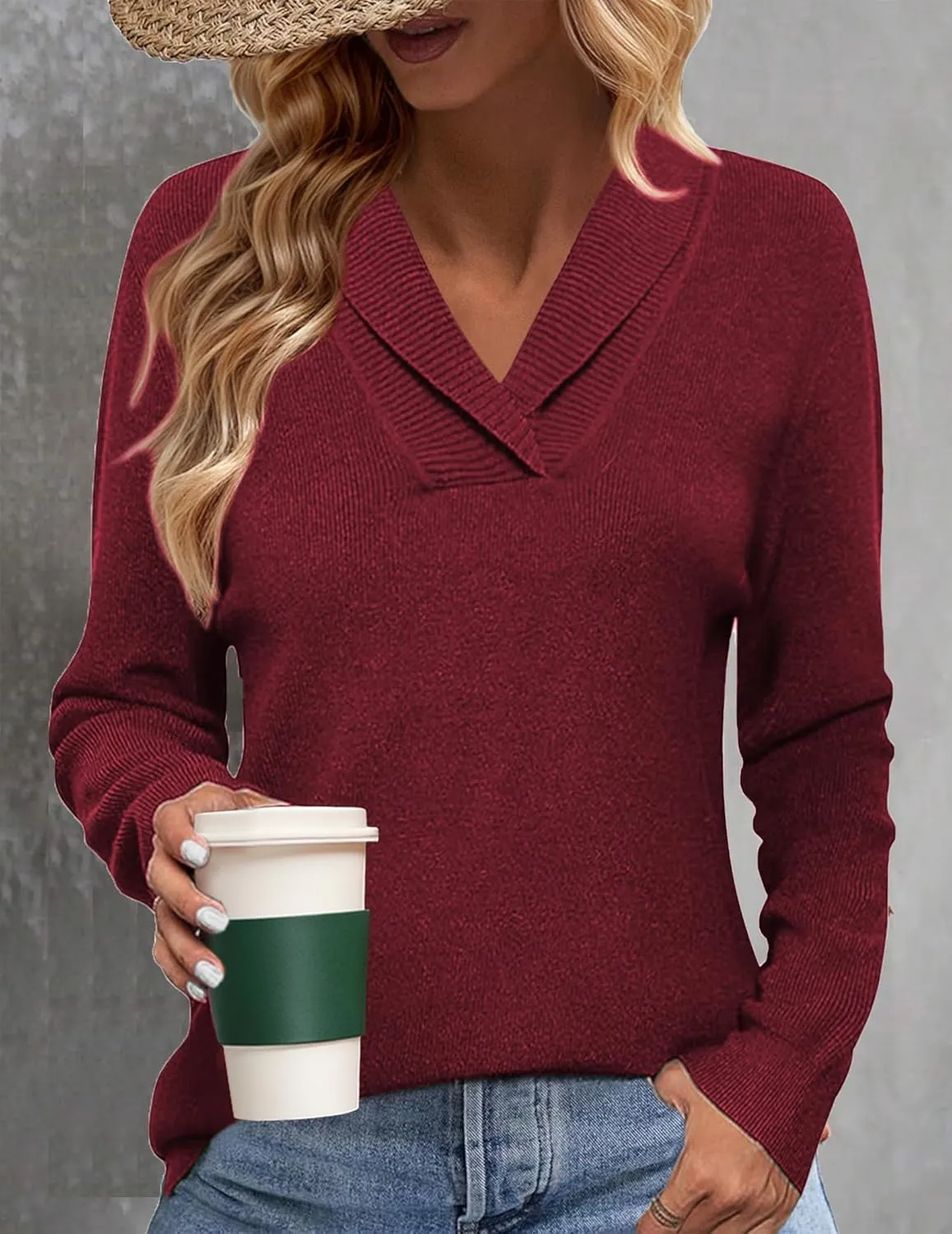 Zeagoo Sweaters for Women Long Sleeve Shirts V Neck Knit Pullover