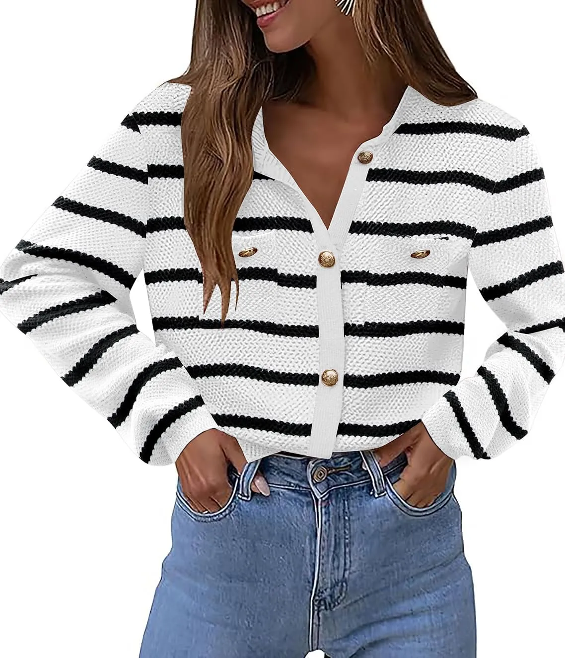 Zeagoo Womens Knit Cardigan Sweaters Button Down Shirts