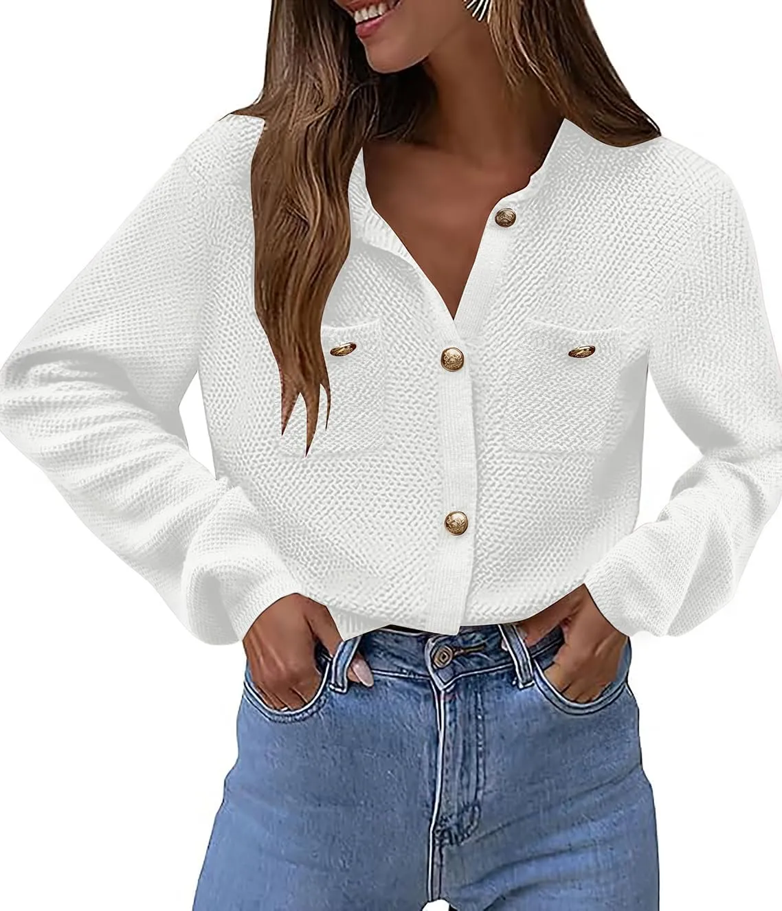 Zeagoo Womens Knit Cardigan Sweaters Button Down Shirts