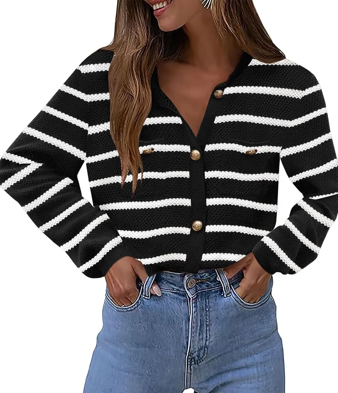 Zeagoo Womens Knit Cardigan Sweaters Button Down Shirts