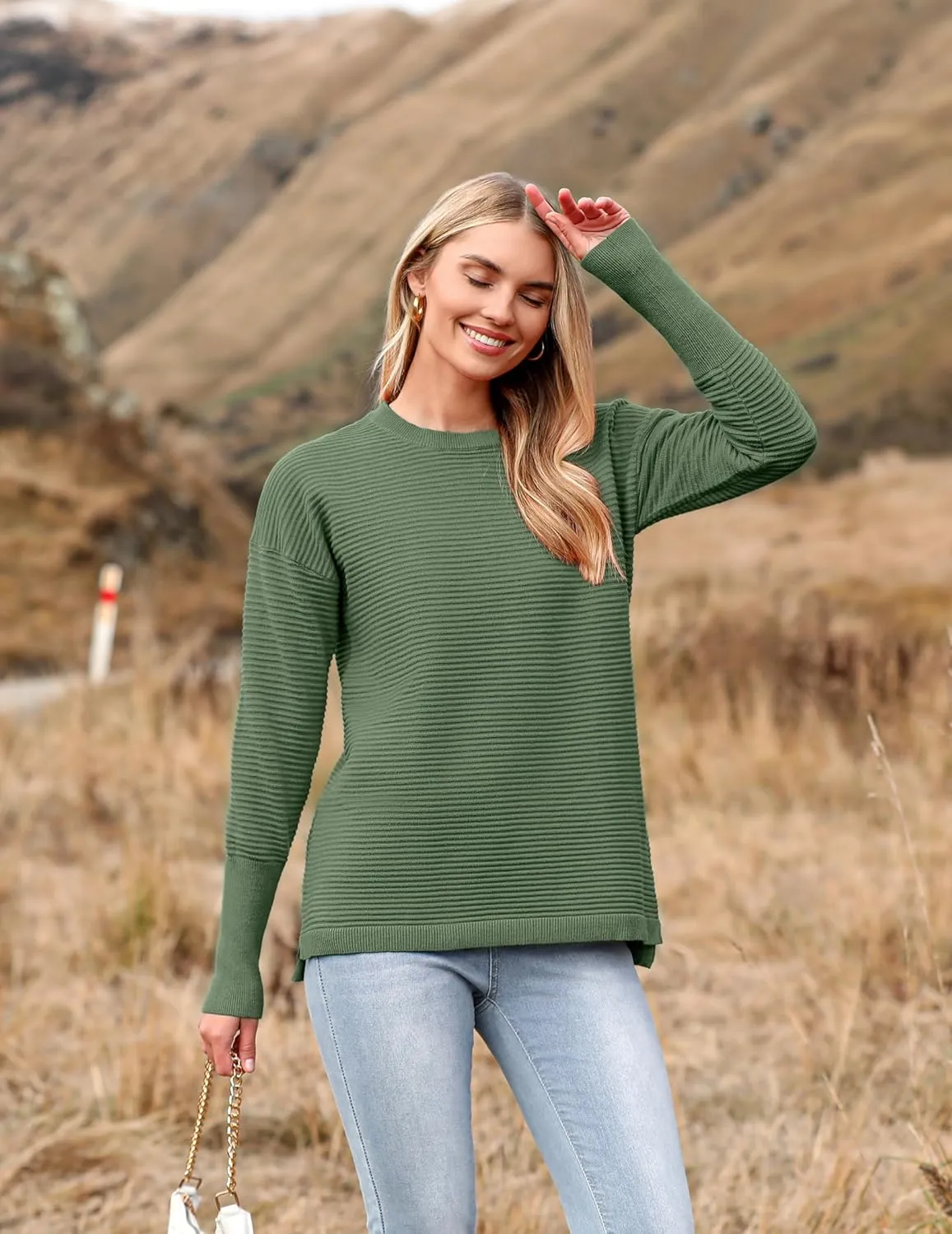 Zeagoo Women's Long Sleeve Sweater Casual Ribbed Knit Pullover