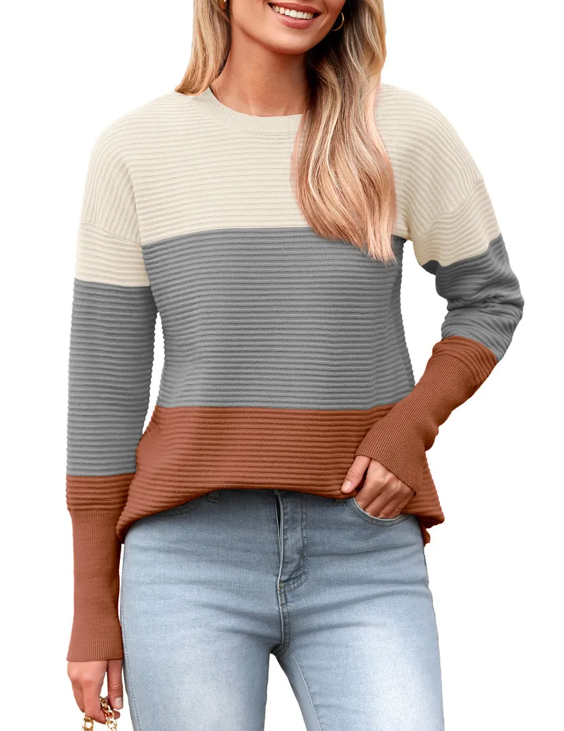 Zeagoo Women's Long Sleeve Sweater Casual Ribbed Knit Pullover