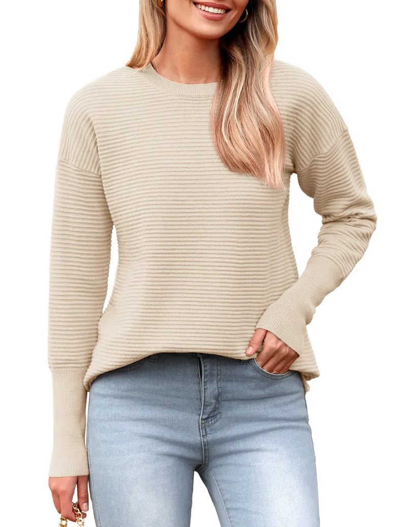 Zeagoo Women's Long Sleeve Sweater Casual Ribbed Knit Pullover