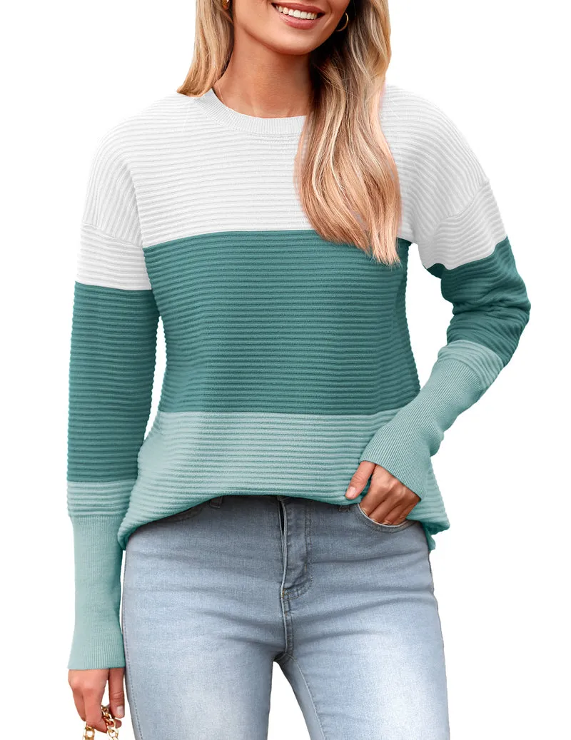 Zeagoo Women's Long Sleeve Sweater Casual Ribbed Knit Pullover