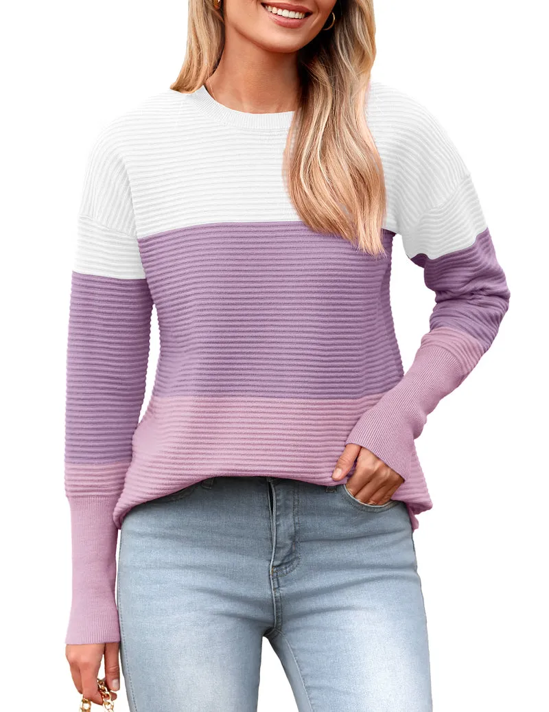 Zeagoo Women's Long Sleeve Sweater Casual Ribbed Knit Pullover