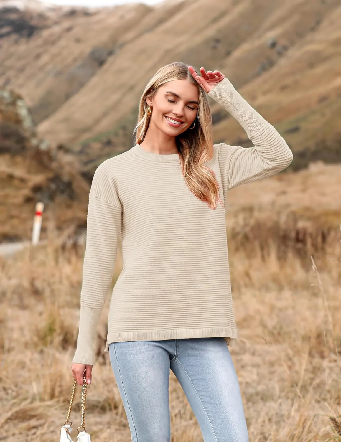 Zeagoo Women's Long Sleeve Sweater Casual Ribbed Knit Pullover