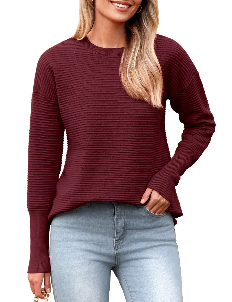 Zeagoo Women's Long Sleeve Sweater Casual Ribbed Knit Pullover