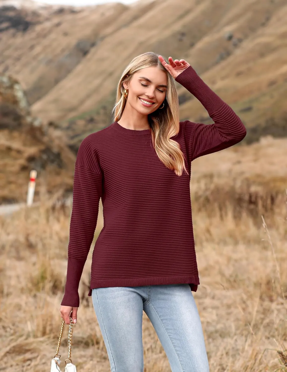 Zeagoo Women's Long Sleeve Sweater Casual Ribbed Knit Pullover