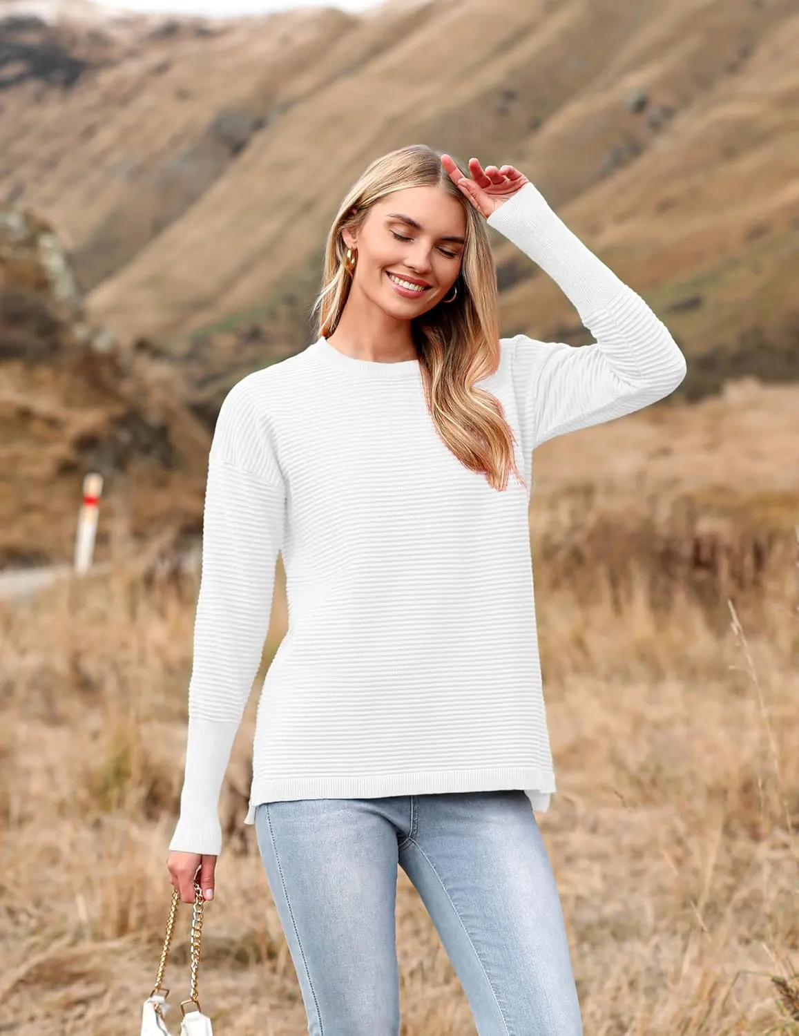 Zeagoo Women's Long Sleeve Sweater Casual Ribbed Knit Pullover