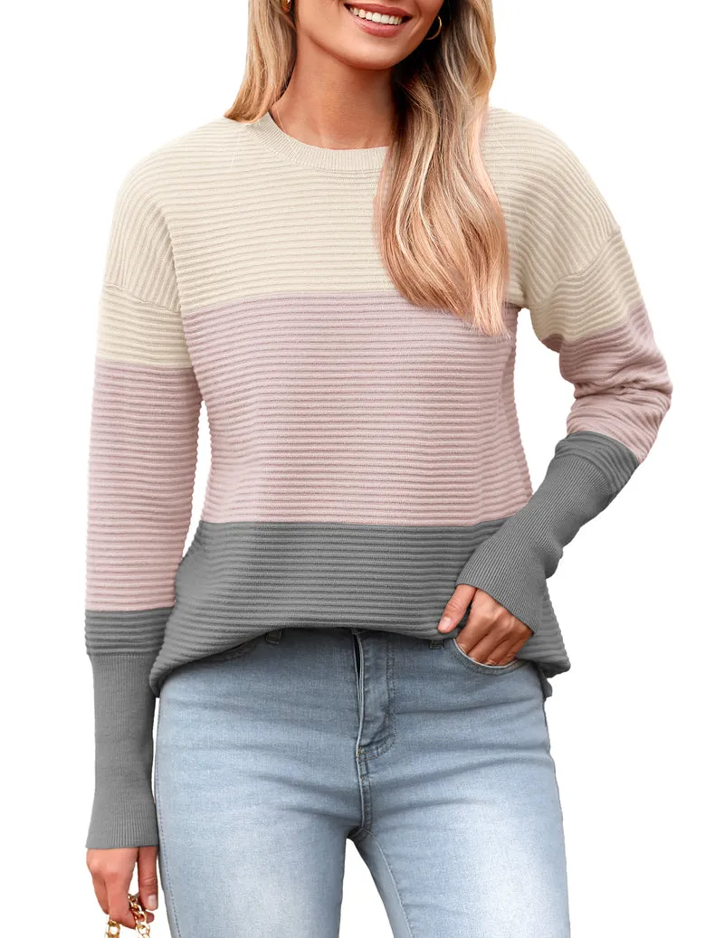 Zeagoo Women's Long Sleeve Sweater Casual Ribbed Knit Pullover