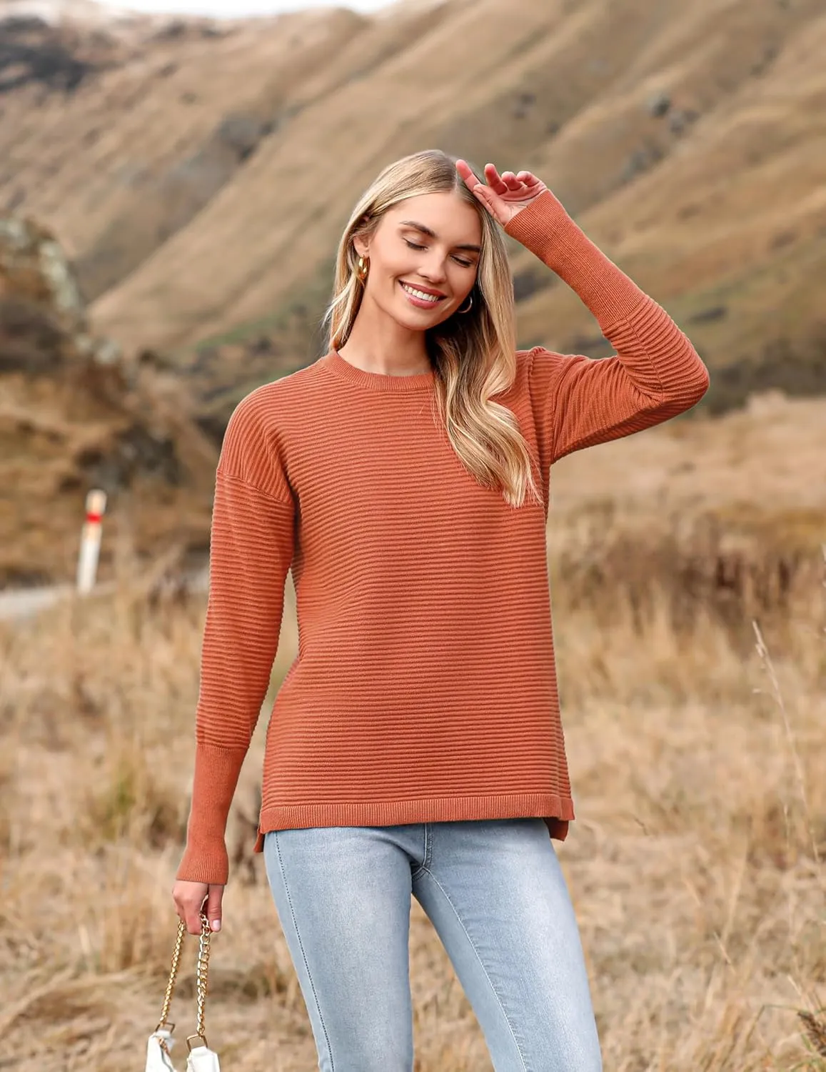 Zeagoo Women's Long Sleeve Sweater Casual Ribbed Knit Pullover