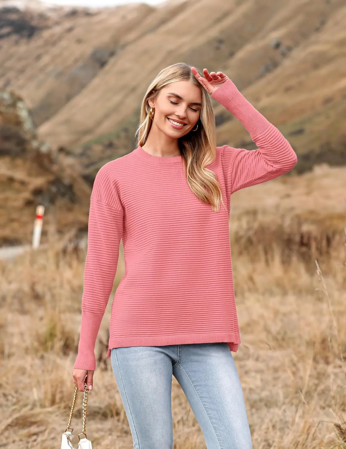 Zeagoo Women's Long Sleeve Sweater Casual Ribbed Knit Pullover