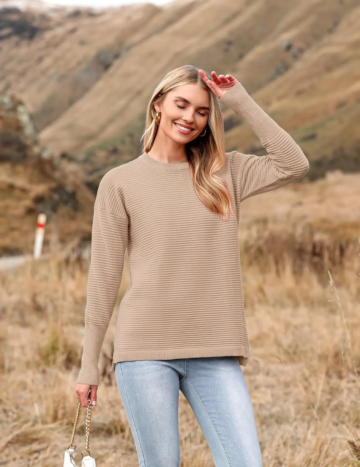 Zeagoo Women's Long Sleeve Sweater Casual Ribbed Knit Pullover