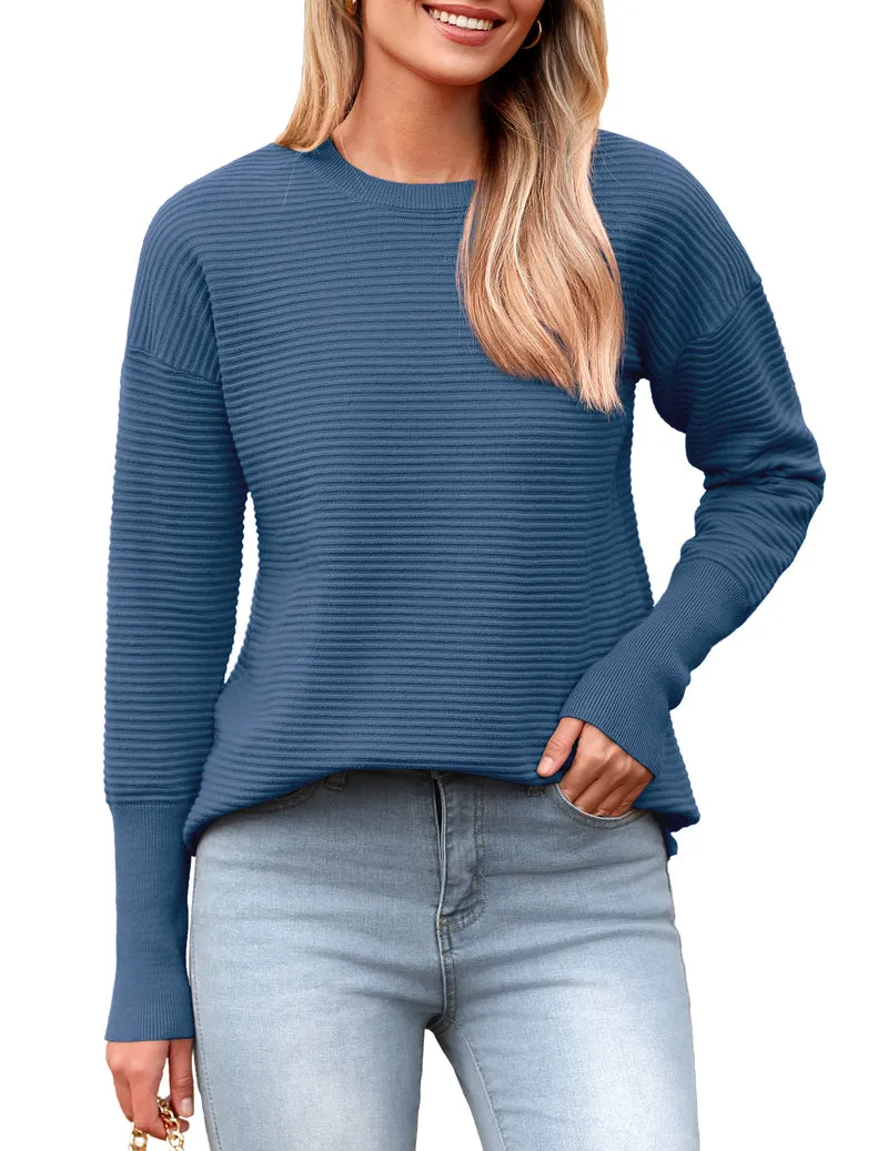 Zeagoo Women's Long Sleeve Sweater Casual Ribbed Knit Pullover