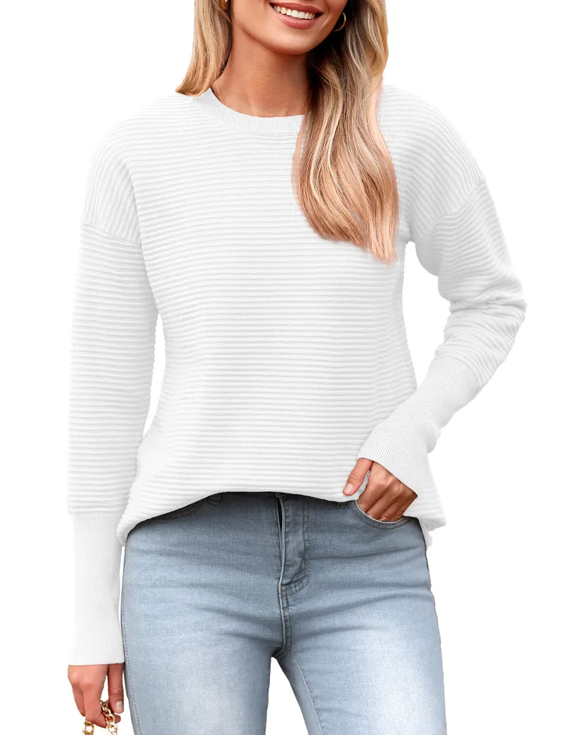 Zeagoo Women's Long Sleeve Sweater Casual Ribbed Knit Pullover