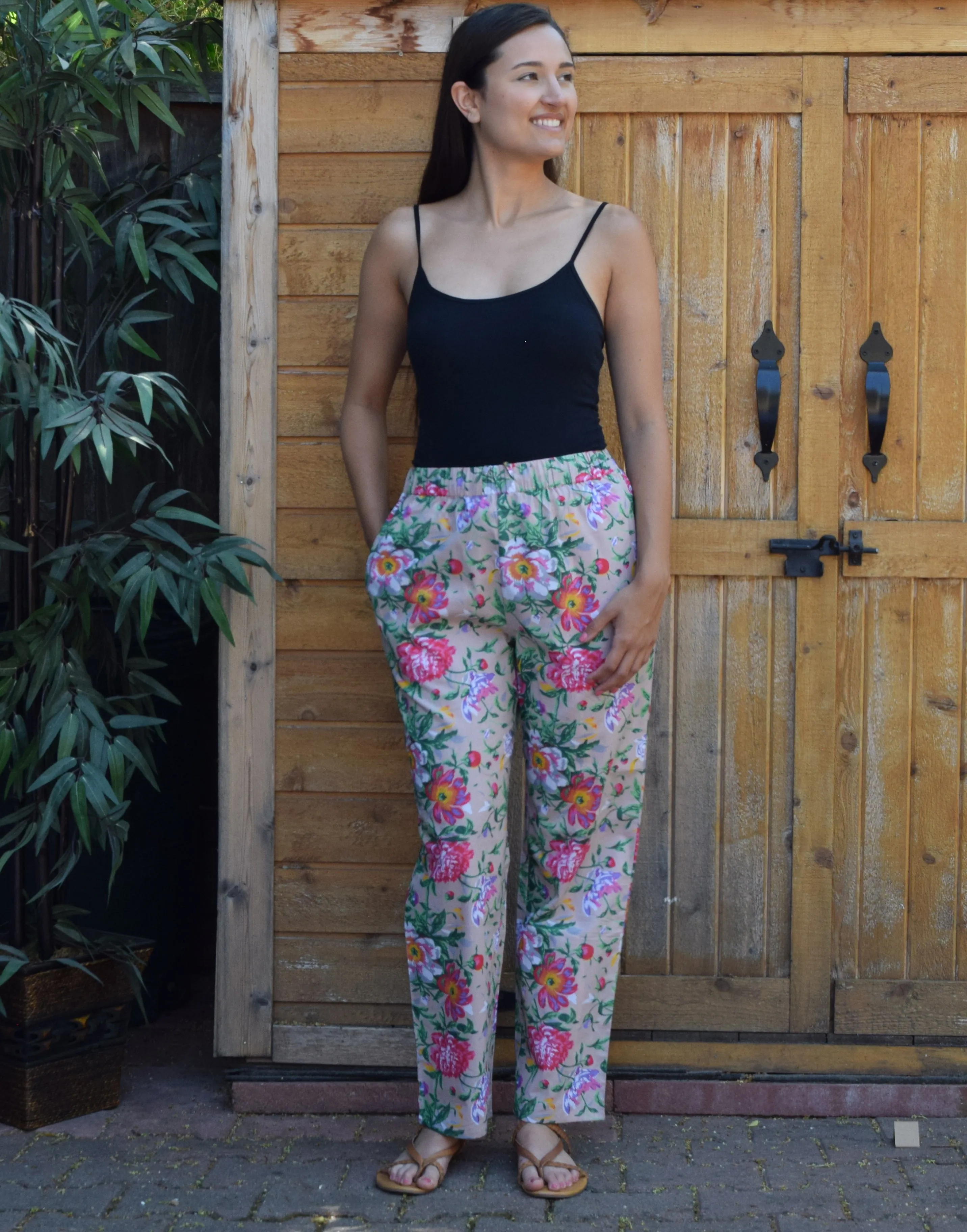 Zoe Floral Printed Pure Cotton Pajama Pants with Pockets